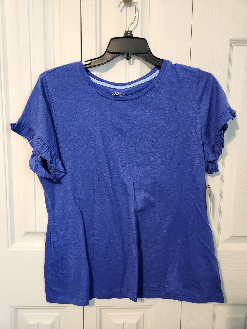 St. John's Bay Purple-Blue Ruffle Sleeve Tee